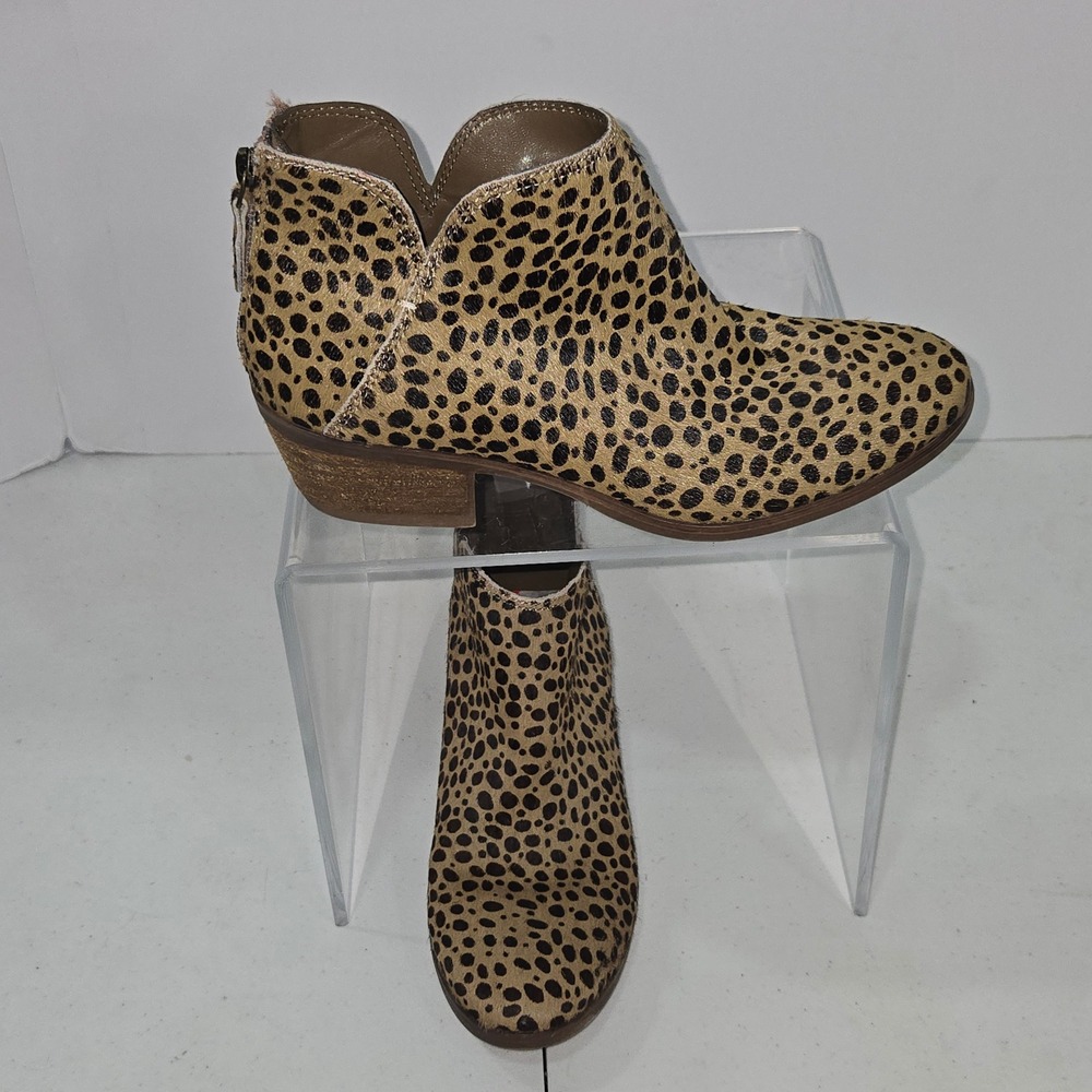Michael by Michael Shannon Nagoya Leopard Calf Hair Ankle Boots Womens 6 Brown